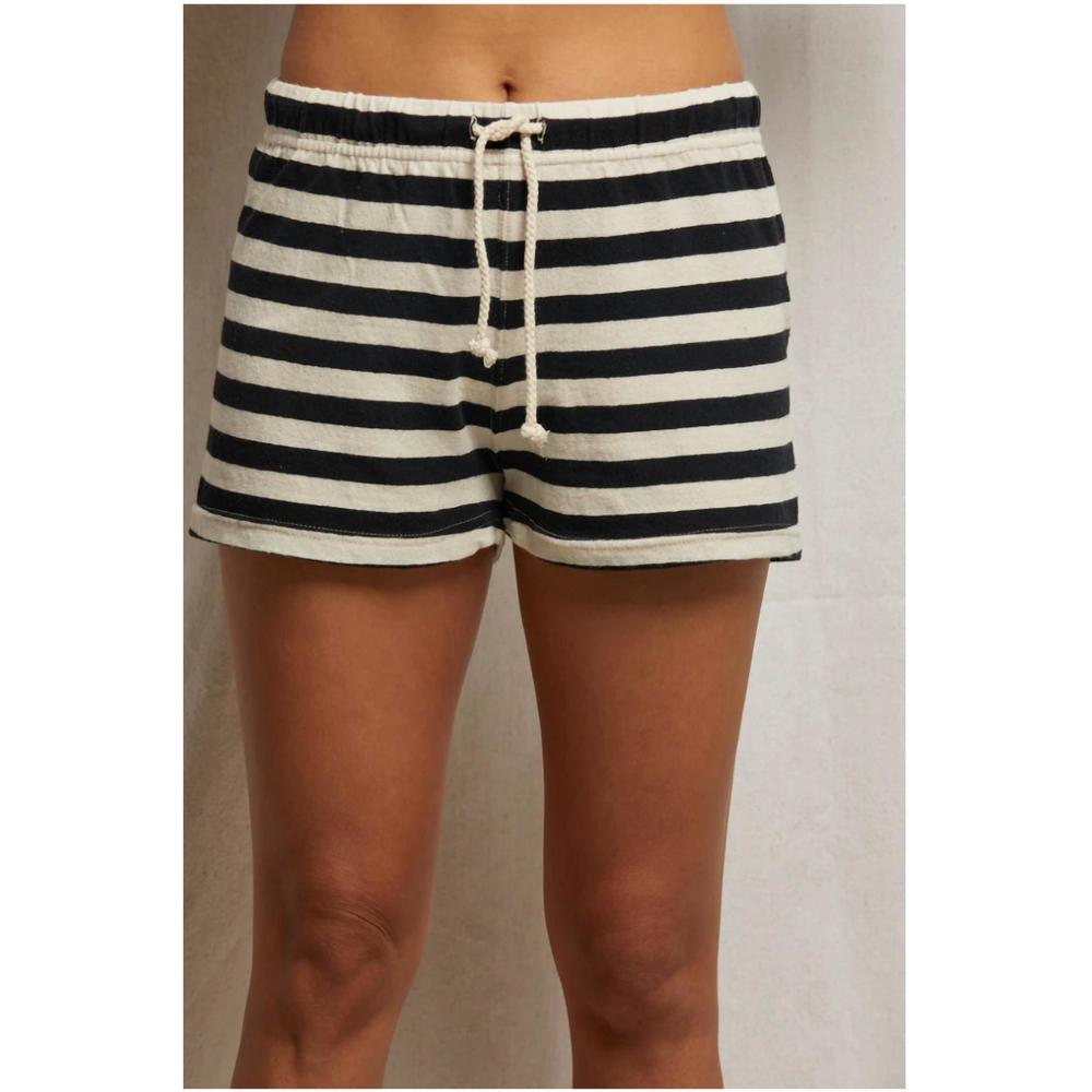 perfectwhitetee Black and White Striped High Waist Shorts